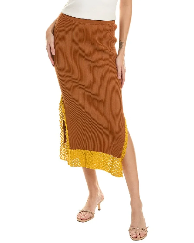 maroon tiered skirts boho -STAUD Oceanside Skirt