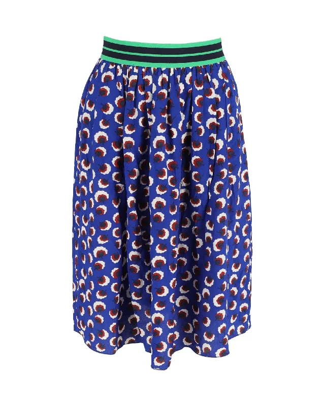 peach flared skirts feminine -Stella McCartney Printed Skirt in Blue Silk