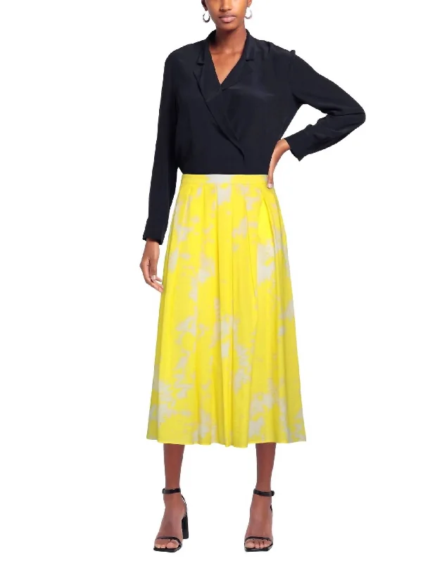 olive flared skirts elegant -Summer Skirt In Lemon