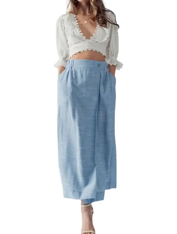 peach asymmetrical skirts bold -Sydney Wrap Around Maxi Skirt In Blue