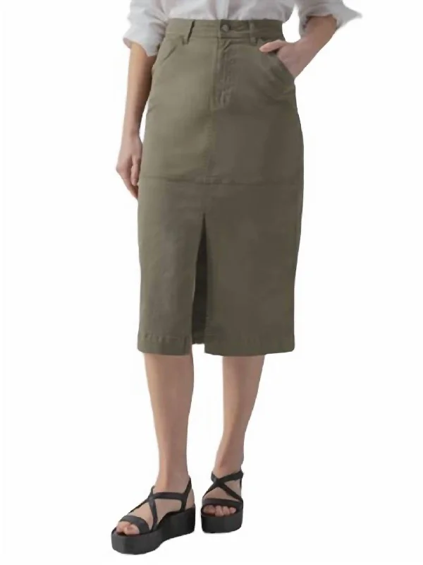 olive flared skirts stylish -Triple Threat Skirt In Burnt Olive