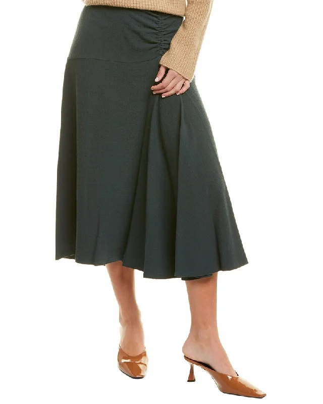 heather grey pleated skirts smart -Vince Ruched Asymmetric Midi Skirt