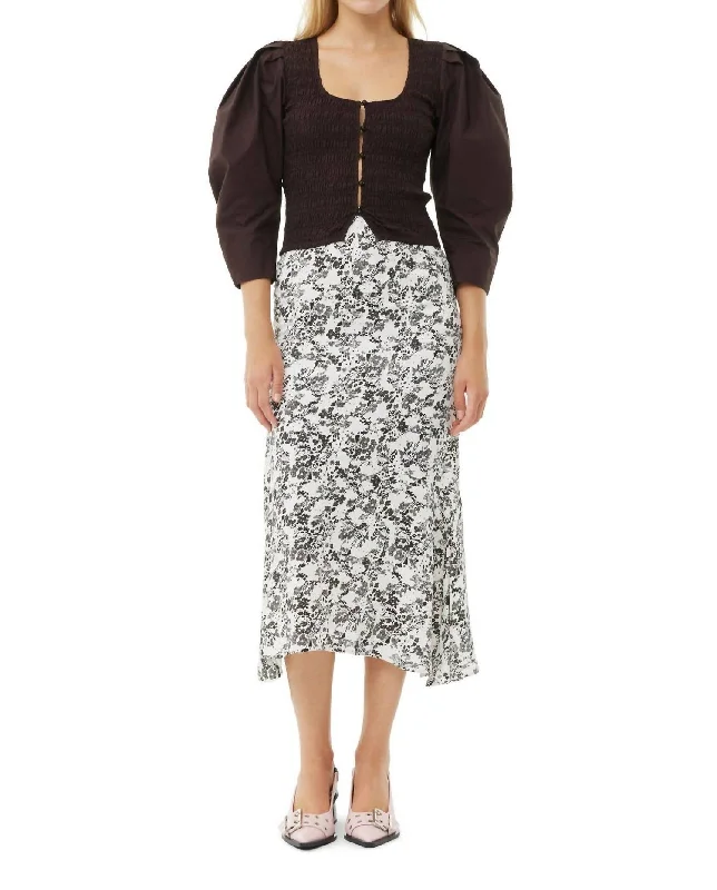 soft beige wraparound skirts trendy -Viscose Twill Long Skirt In Egret