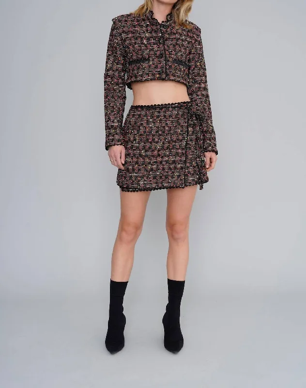 khaki asymmetrical skirts modern -Wrap Skirt In Neon Tweed