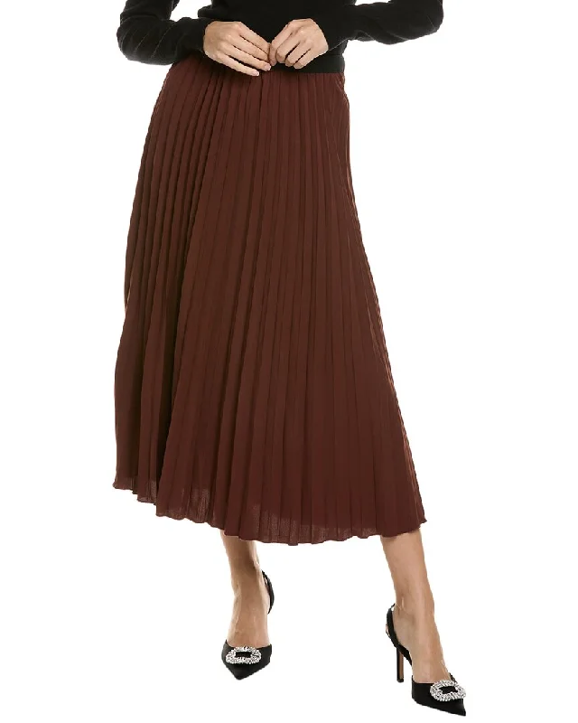 khaki asymmetrical skirts modern -YAL New York Chiffon Pleated Skirt