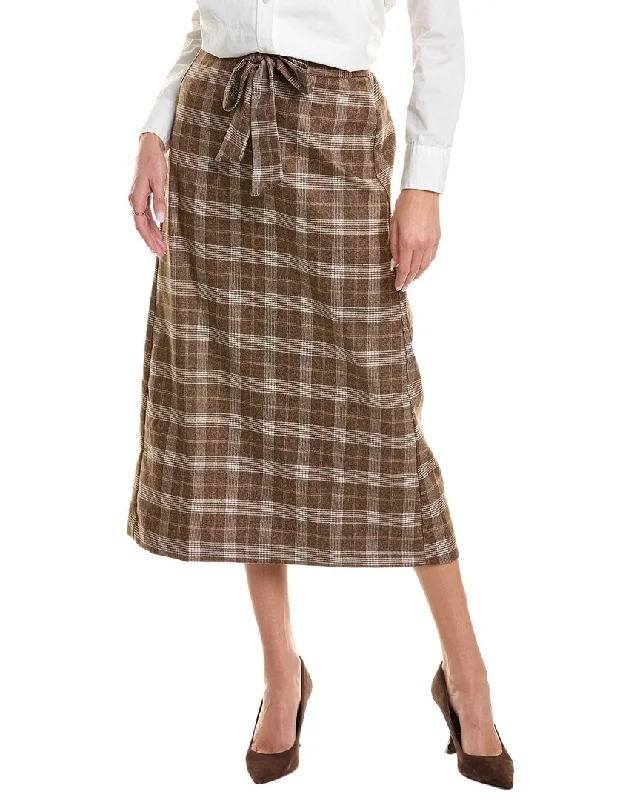 heather grey tiered skirts boho -YAL New York Plaid Tie Waist Pencil Skirt