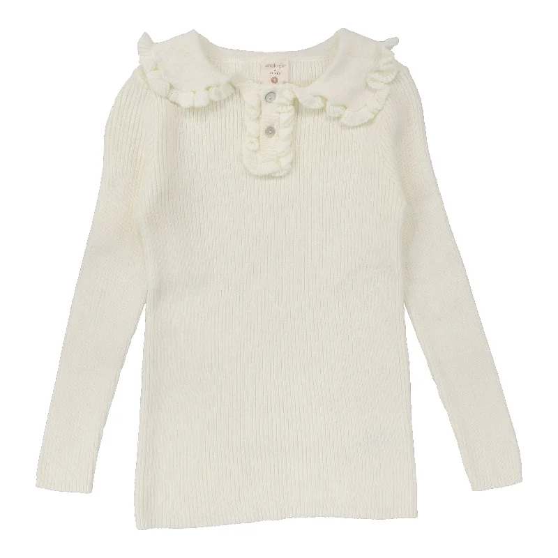 cardigan plush brown -Analogie By Lil Legs Girls Knit Polo Cream