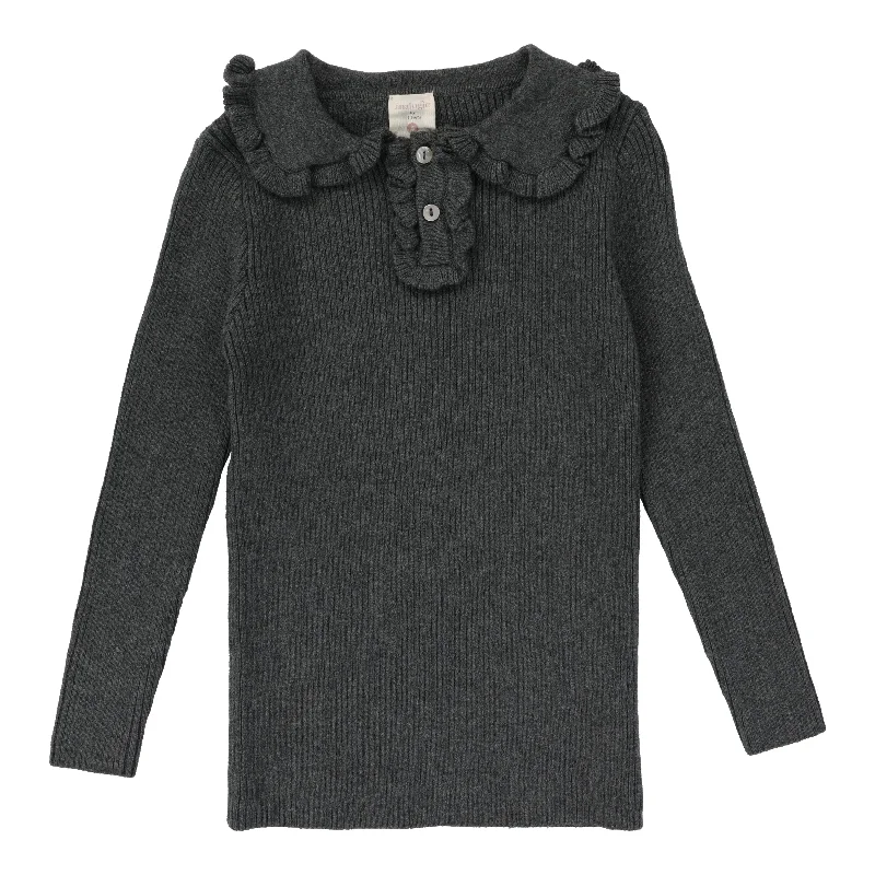 cardigan urban purple -Analogie By Lil Legs Girls Knit Polo Dark Heather Grey