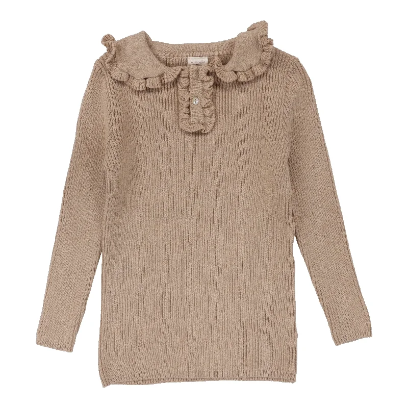 cardigan vivid beige -Analogie By Lil Legs Girls Knit Polo Oatmeal