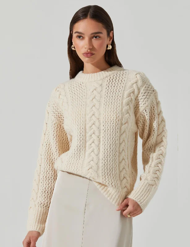 cardigan chill olive -Lisbeth Sweater, Cream