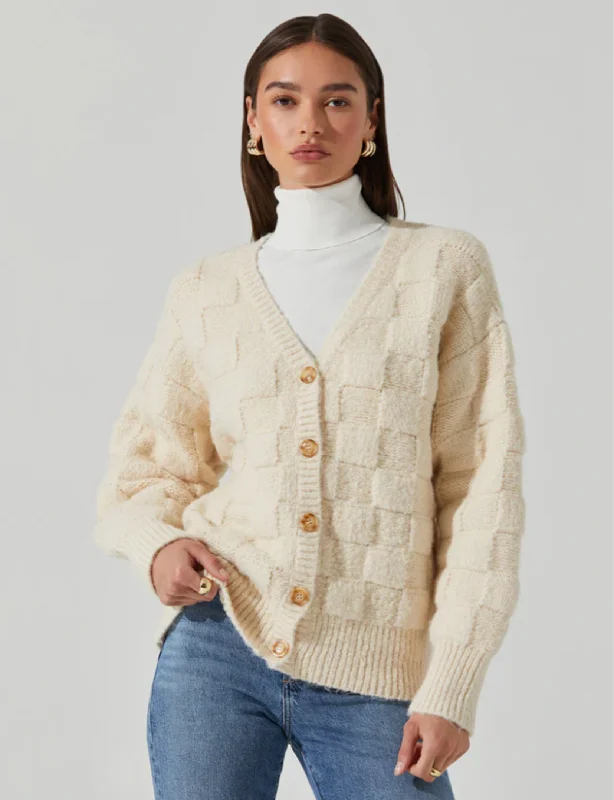 cardigan plush navy -Quinby Cardigan, Cream