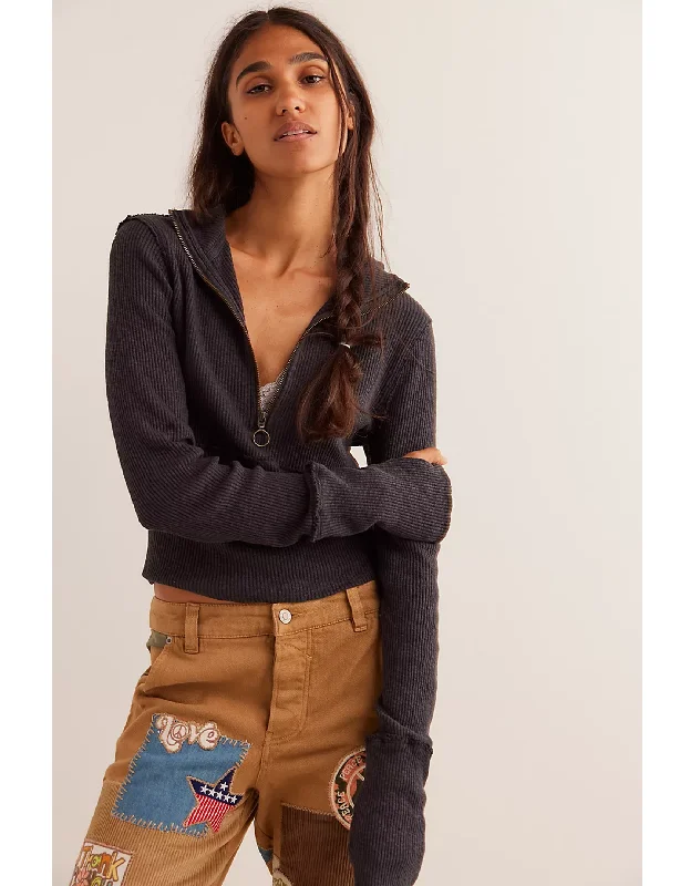 cardigan chill brown -Midnight Half Zip, Black