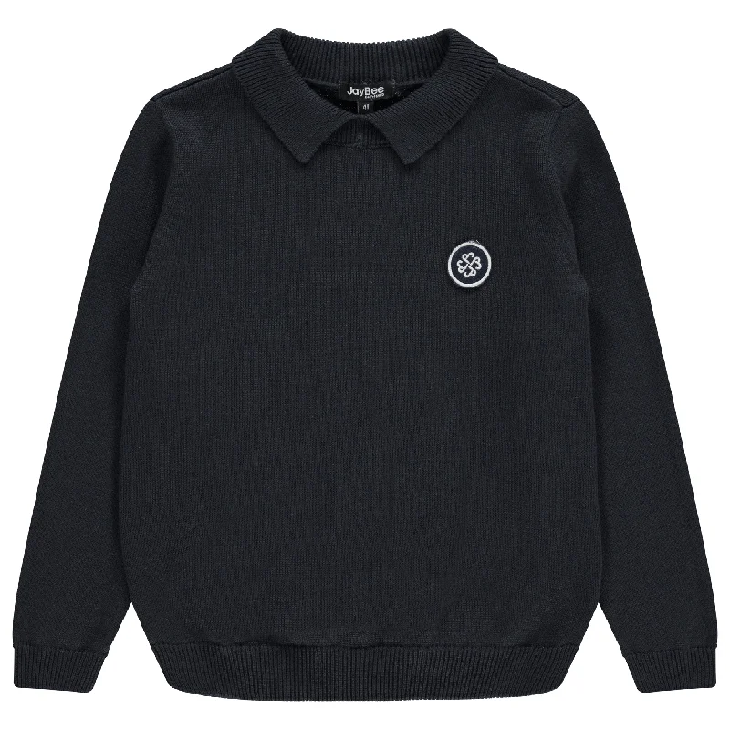 cardigan tonal purple -Jaybee Navy Tetured Knit Polo