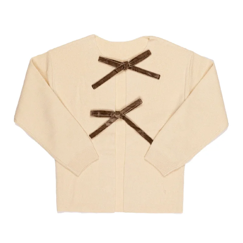 cardigan sharp beige -Klai Natural Bow Cardigan