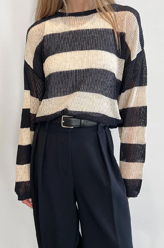 cardigan warm grey -LIGHT SWEATER WITH STRIPES