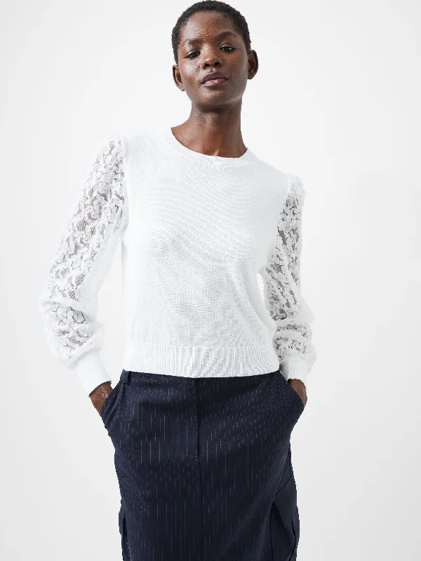 cardigan chill sweater -Luvy Embroidered Mesh Sleeve Jumper