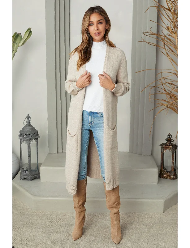 cardigan deep pockets -Ultra Cardigan, Earth Beige