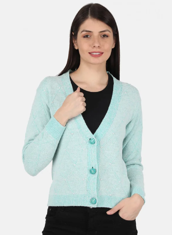 cardigan striking hues -Women Blue Self Design Cardigan