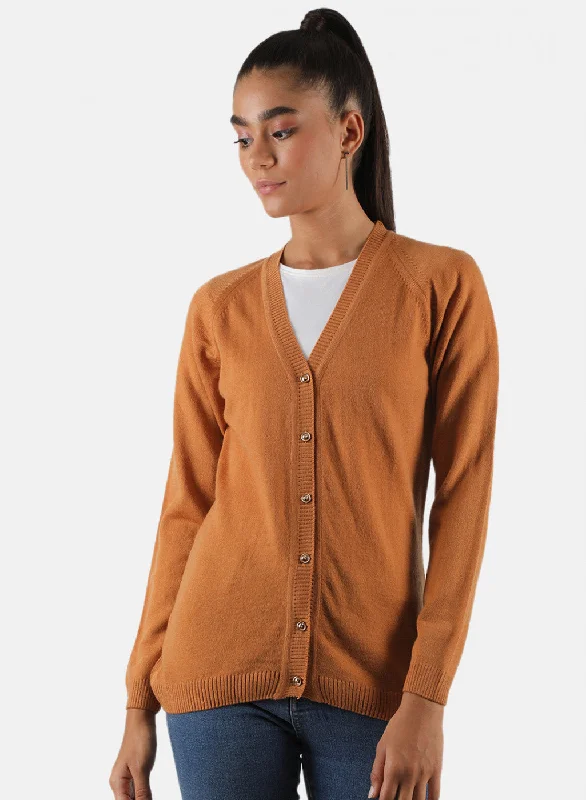 cardigan flowy grey -Women Light Orange Solid Cardigan