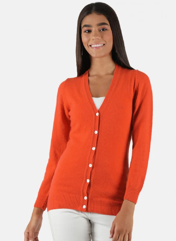 cardigan flowy black -Women Orange Solid Cardigan