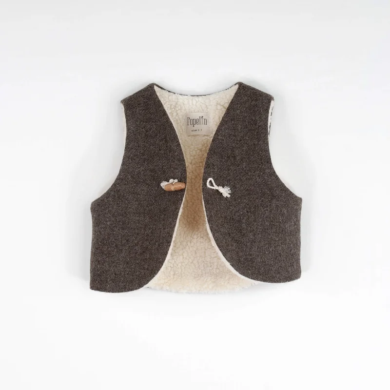 cardigan urban mustard -Popelin Brown Woollen Mini Waistcoat (Mod 41.1)