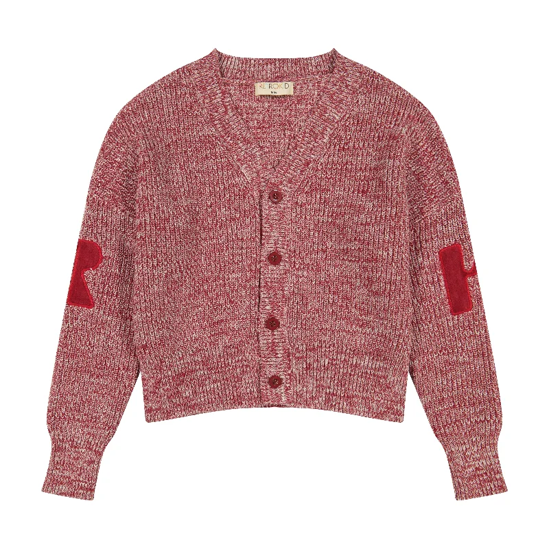 cardigan chill weave -Retrokid Raspberry/Cream Nora Knit Cardigan