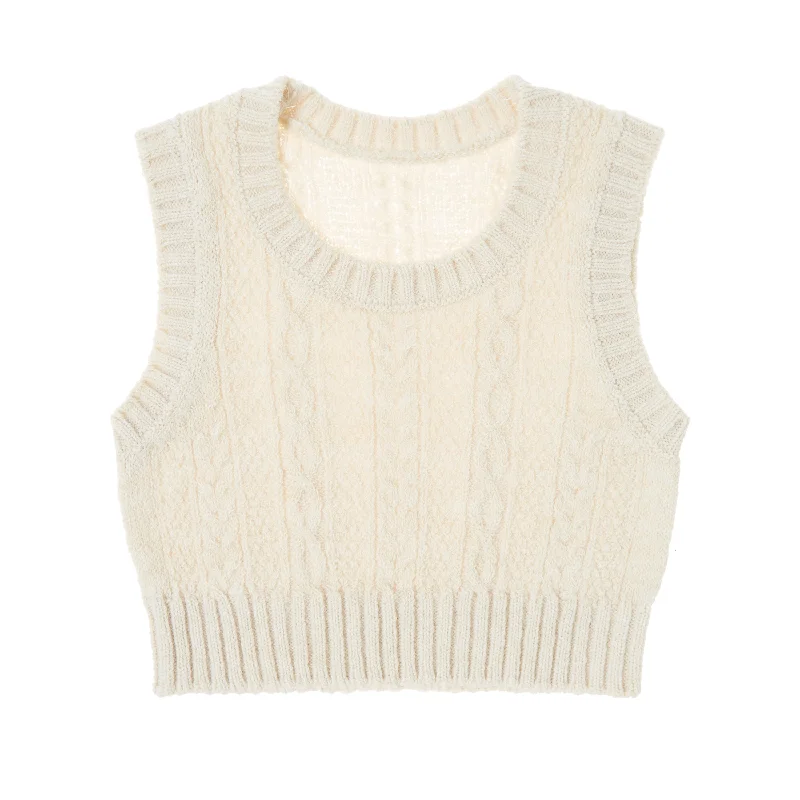 cardigan plush alpaca -Tocoto Vintage Off White Knitted Vest