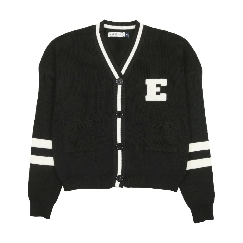 cardigan urban red -Urban Edge Black Varsity Cardigan