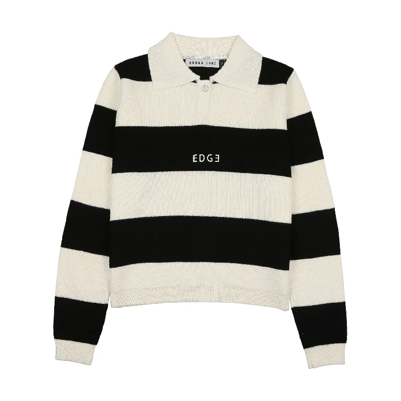 cardigan sharp white -Urban Edge Black & White Knit Polo