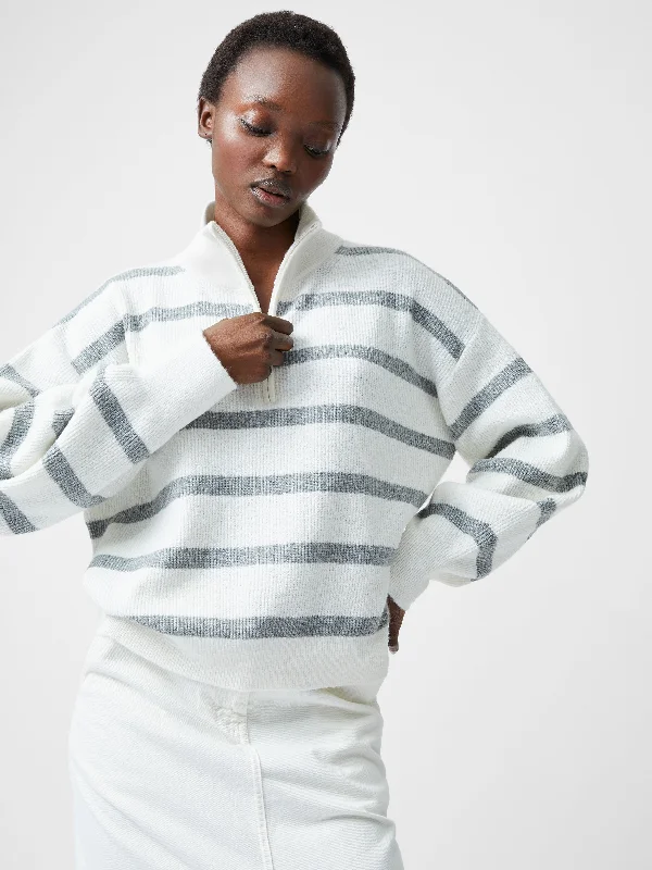 cardigan retro chic -Vhari Recycled Stripe Half Zip Jumper