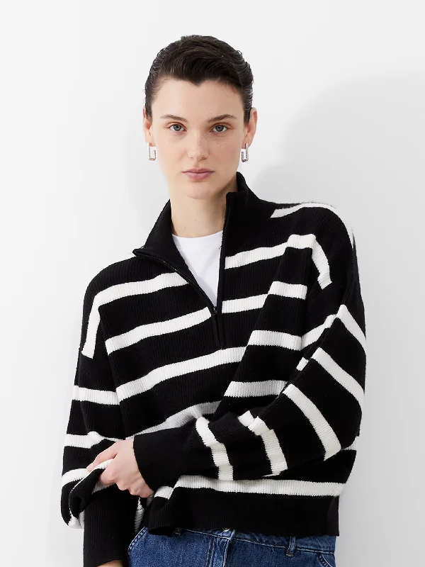 cardigan cool fabric -Vhari Recycled Stripe Half Zip Jumper