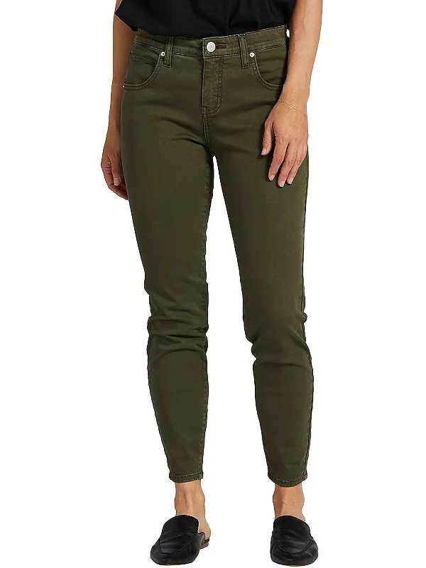 olive chino pants smart -Cecilia Womens Mid-Rise Stretch Skinny Jeans