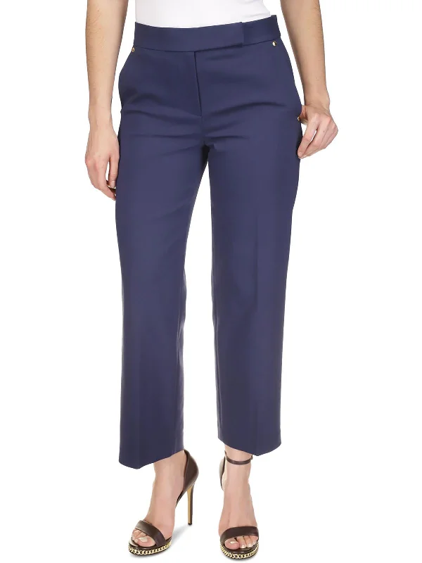 indigo wide leg pants elegant -Petites Womens Embellished High Rise Straight Leg Pants