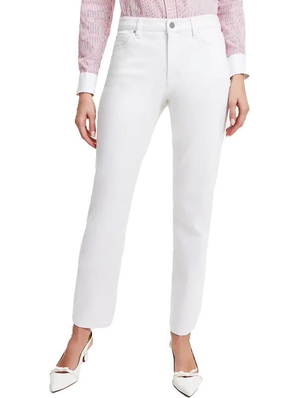 soft beige dress pants polished -Petites Womens Mid Rise Sculpt Straight Leg Jeans