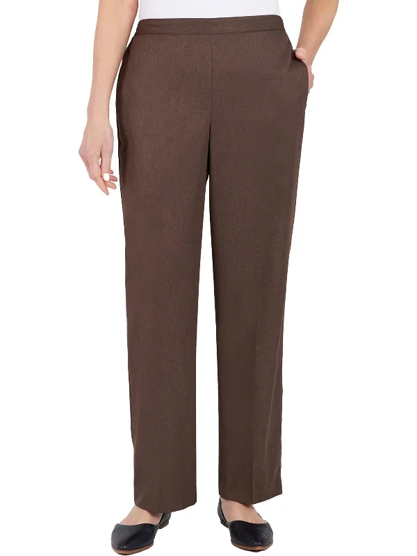 peach track pants comfy -Plus Womens High Rise Heathered Straight Leg Pants