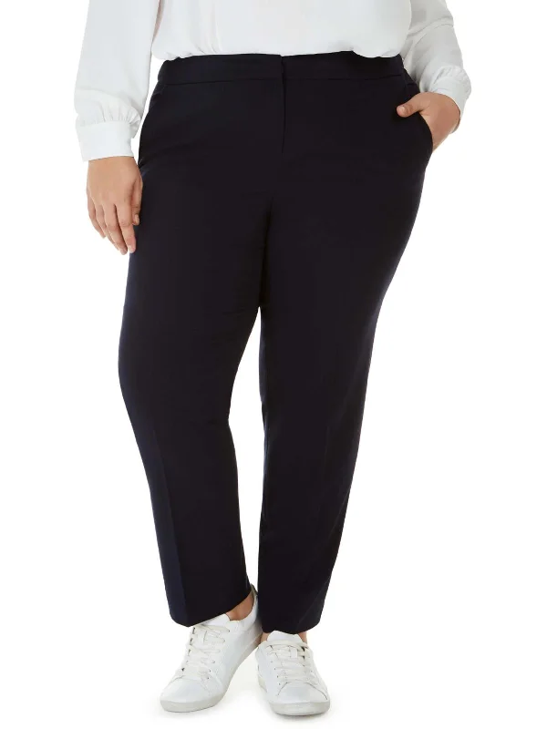 maroon slim fit pants smart -Plus Womens Office Business Ankle Pants