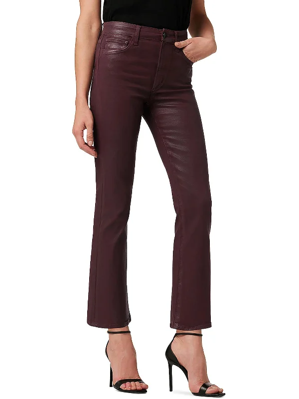 indigo twill pants polished -The Callie Womens Coated High Rise Cropped Jeans