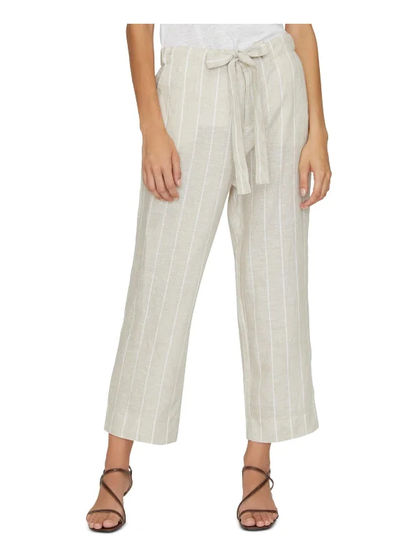 indigo relaxed fit pants casual -The Shayne Womens Linen Hampton Stripe Palazzo Pants