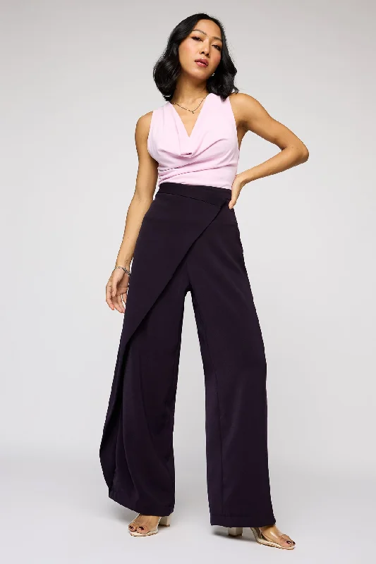 burnt orange relaxed fit pants bold -Cabernet Wine Pareo Korean Pants