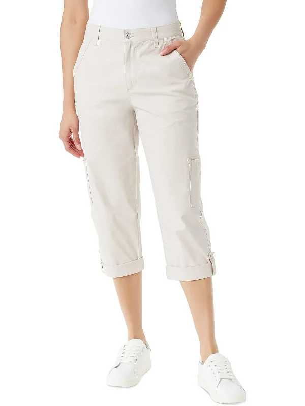 lilac cargo pants trendy -Womens High Rise Cargo Capri Pants