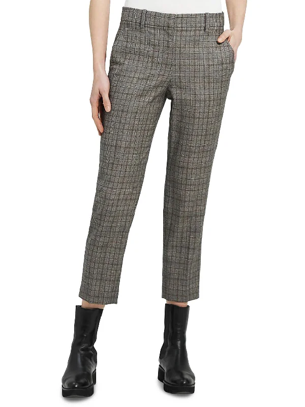 maroon dress pants for work -Womens High Rise Cropped Cropped Pants