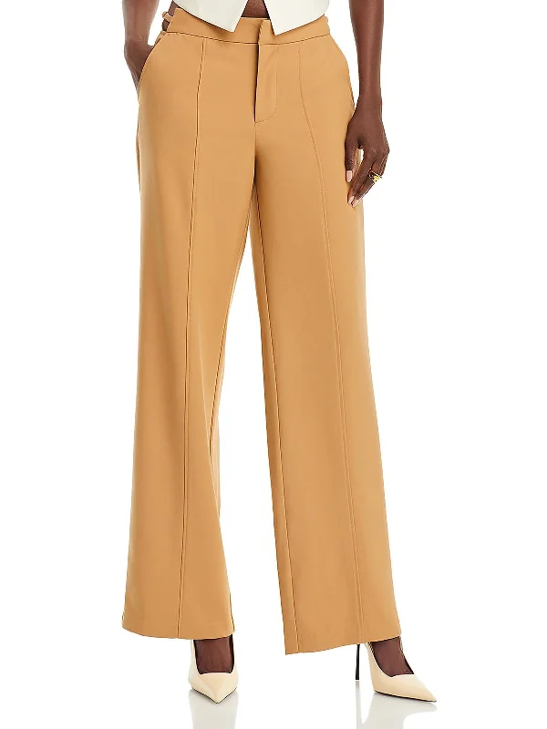 taupe cigarette pants chic -Womens Pocket Ankle Wide Leg Pants