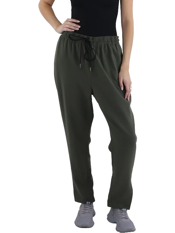 navy blue chino pants classic -Womens Slit Pull On Ankle Pants