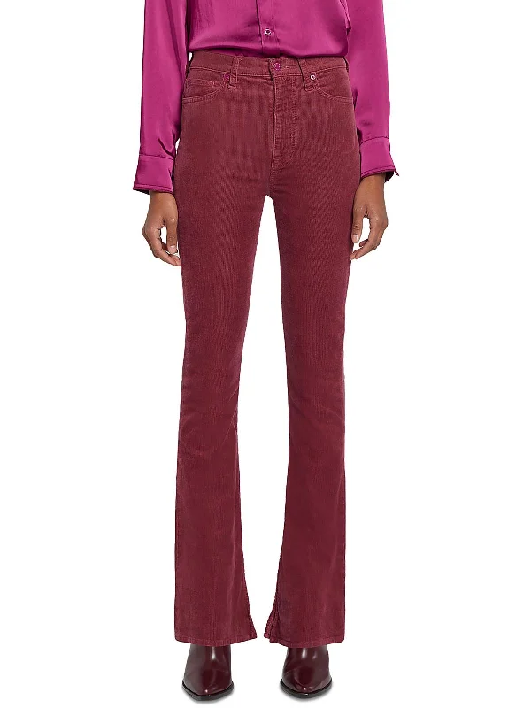 maroon relaxed fit pants casual -Womens Ultra High Rise Skinny Flared Pants